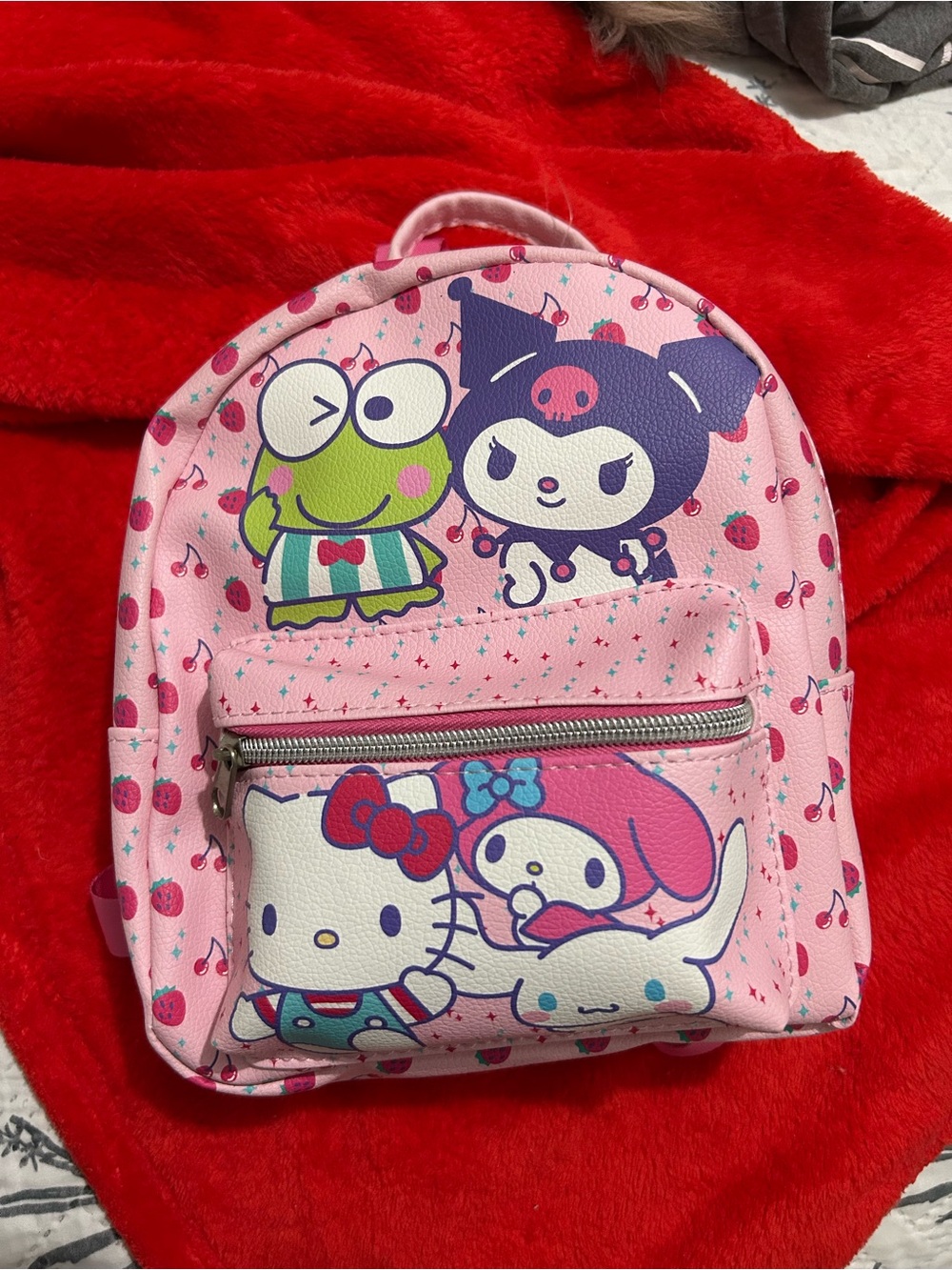 Sanrio Pink Kids Mini Backpack with Hello Kitty, Keroppi & Friends